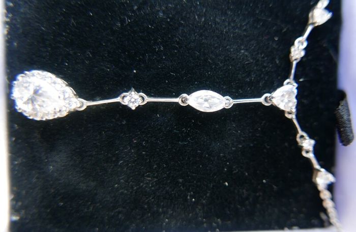 Vintage Sterling Silver 925 Multiple Cubic Zirconia Gems Necklace 5,6g length -18"