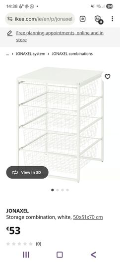 Jonaxel 4 x Wire Basket Roller Chest Drawer Storage White with Tabletop