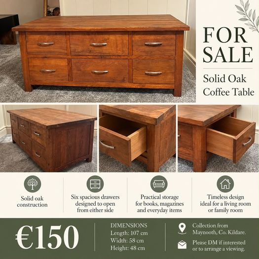 Solid oak coffee table