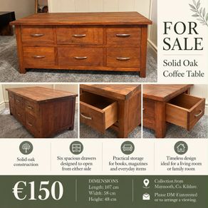 Solid oak coffee table