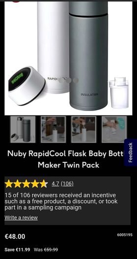 Nuby RapidCool Flask Baby Bottle Maker Twin Pack  & Tomme Tippee Steriliser