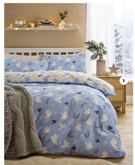 Peaceful Festive Doves Duvet Set- King Size Reversible