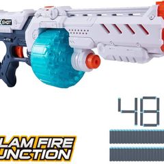Turbo Fire Foam Dart Blaster, Grey/Blue-Plain Brown Box