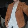 Vintage Tan Suede 100% Leather Biker Jacket Moto Jacket Image 3