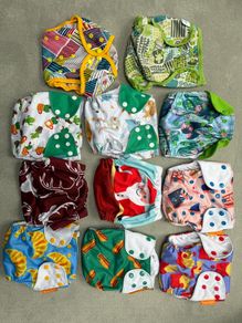 Reusable Pocket Cloth Nappies  9 2 Wraps One Size