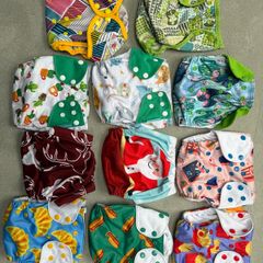 Reusable Pocket Cloth Nappies  9 2 Wraps One Size
