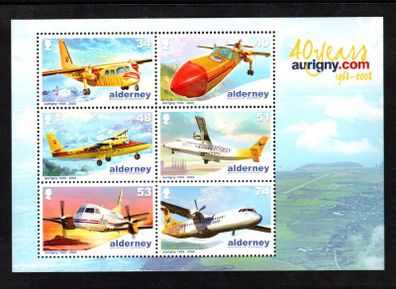 2008 Alderney 40th Anniversary of Aurigny Air Service Commemorative Stamp Miniature Sheet Mint Never Hinged (MNH)