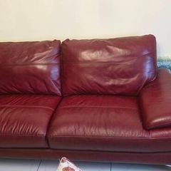 red leather 3 seater sofa