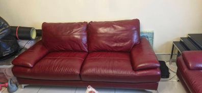 red leather 3 seater sofa