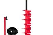 Ice Drill Auger, 8\" Diameter Nylon Ice Auger, 39\" Length Ice Auger Bit,Auger Drill with 11.8\" Extension Rod,Auger Bit with Drill Adapter,Top Plate &amp; Blade Guard for Ice Fishing Ice Burrowing