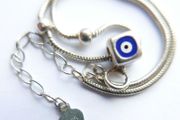 Vintage Sterling Silver 925 Blue Evil Eye Bracelet, length 8,5" -  2,8g