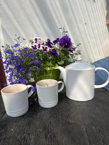 Le Creuset Grand Teapot 1.3L with 2 Mugs 350ml Cotton Matte Stoneware