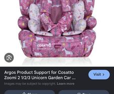 Cosatto car seat unicorns