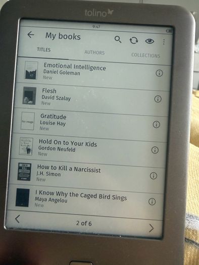 Tolino e-reader loaded with over 50 free books