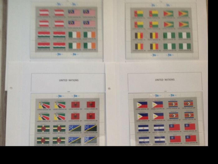 Stamp collection UN New York flag sheetlets