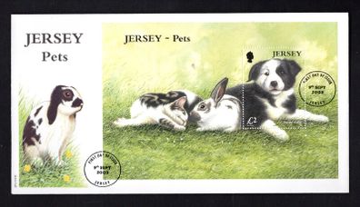 2003 Jersey Pets Border Collie (Canis lupus familiaris) Commemorative Stamp Miniature Sheet First Day Cover (FDC)