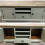 Hand-Painted TV Console, Cabinet, Solid Wood Top & Storage Image 4