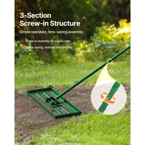 Lawn Leveling Rake, 30"x10" Level Lawn Tool, Heavy-duty Lawn Leveler with 78" Steel Extended Handle, Yard Leveling Rake Suit for Garden,
