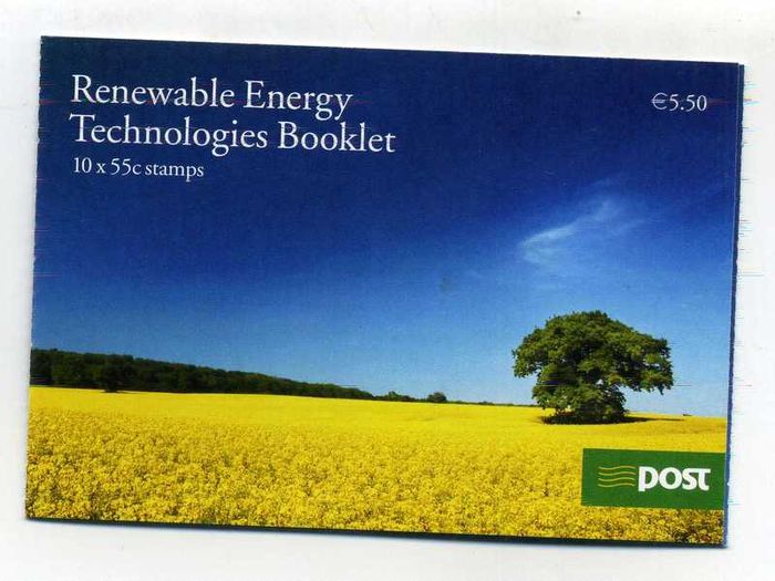2011 Ireland Renewable Energy Self-Adhesive Commemorative Stamps Booklet Mint Never Hinged (MNH). Hibernian HB176