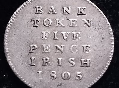#426 - Ireland - 1805 - 5 Pence - Silver - Bank Token