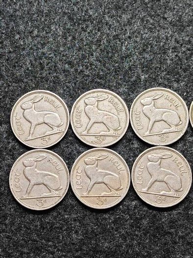 Irish Eire Threepence Leat Reul hare collection FULL DATE RUN 1942 to 1968.