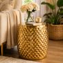 Gold Hammered Aluminium Side Table Round Accent Table, Coffee Table & Storage Stool for Living Room Image 3