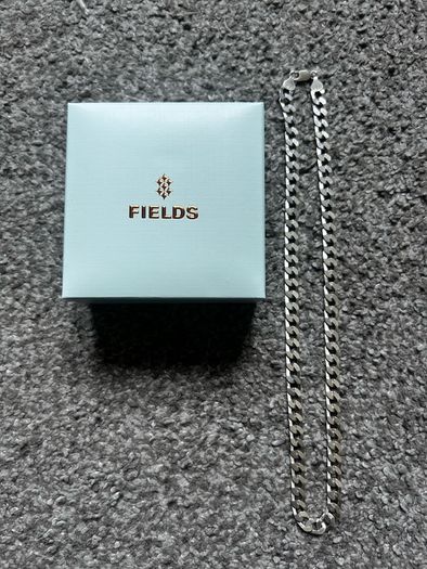 Sterling Silver Flat Square Curbed Men's Necklace