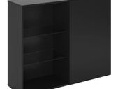 FMD Dresser with 1 Door and Open Shelving Black