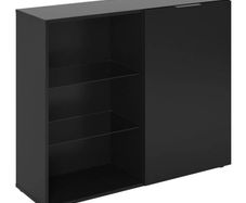 FMD Dresser with 1 Door and Open Shelving Black