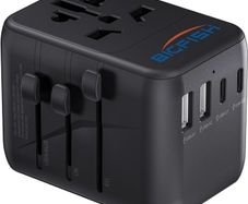 Universal Travel Adapter, Travel Plug Adapter Worldwide Travel Charger with 2 USB-C & 2 USB-A Ports, Dual 10A Fuses, All-in-One International Travel Adapter - EU UK US AU Plugs