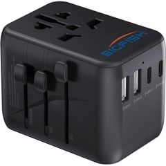 Universal Travel Adapter, Travel Plug Adapter Worldwide Travel Charger with 2 USB-C & 2 USB-A Ports, Dual 10A Fuses, All-in-One International Travel Adapter - EU UK US AU Plugs