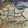 Set of 2 decorative bottles handmade decorative glass bottles featuring a Viola blue flowers decoupage design and a crackled paint finish. Image 5