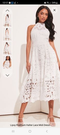 Lipsy Premium white lace dress size uk 10