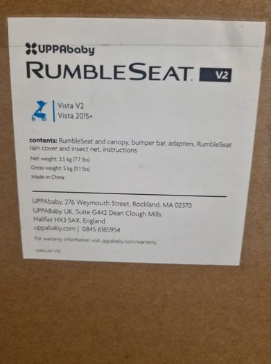 NEW UPPAbaby Rumble Seat V2