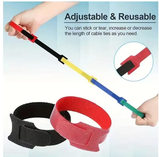 5pcs Wire Loop Hook Ties Cable Straps Green  Reusable Fastening Organizer Adjustable Free inspection