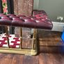 Antique Brass Club Fender with Burgundy Buttoned Seating Image 3
