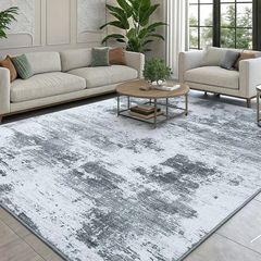 Modern Abstract Area Rugs Living Room 120x160cm, Machine Washable Non-Slip Short Pile Rug, Durable Faux Wool Carpet for Bedroom, Dining Room, Home Office, Grey