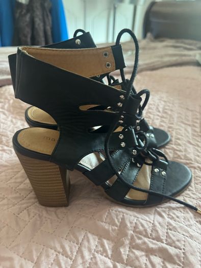 MADDEN GIRL Nyles  Gladiator Lace Up Heels Black size UK6 EU38 US8 M insole 24,1 cm (9.5 '') Postage included