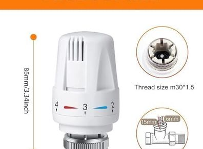 6 Pcs Thermostatic Radiator Valve, M30 x 1.5 Radiator Valve Replacement Head, Thermostatic Radiator Head, Standard Thermostat Head Radiator for Home and Office, for All Manufacturers, White