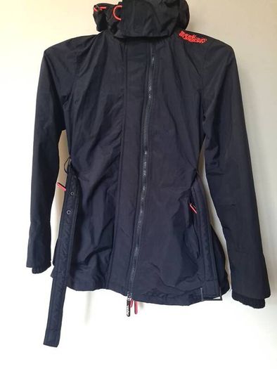 Superdry the windmac jacket Size medium ptp 18" black with belt in excellent condition