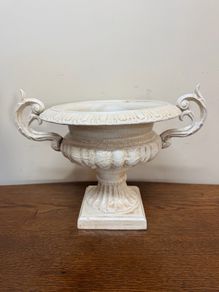 Victorian Style White Cast Iron Urn