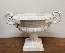 Victorian Style White Cast Iron Urn