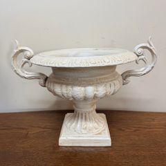 Victorian Style White Cast Iron Urn