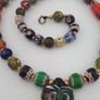 Antique Venetian Style MultiColor Mix Glass Beads Necklace Image 5