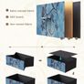 Chest of Drawers, 7 Fabric Drawers Dresser Cabinet with Retro Floral Prints and Vintage Handle, for Bedroom Living Room Entryway, Rustic Brown Image 3