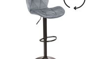 Zoya Black Adjustable Bar Stool Velvet