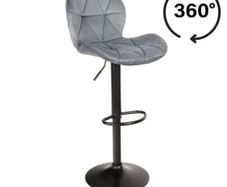Zoya Black Adjustable Bar Stool Velvet