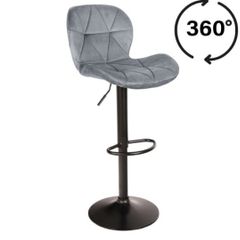 Zoya Black Adjustable Bar Stool Velvet