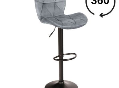 Zoya Black Adjustable Bar Stool Velvet