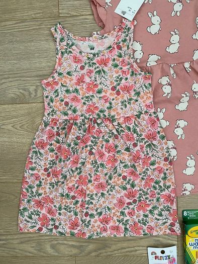 HM girls dresses crayola markers hair clips